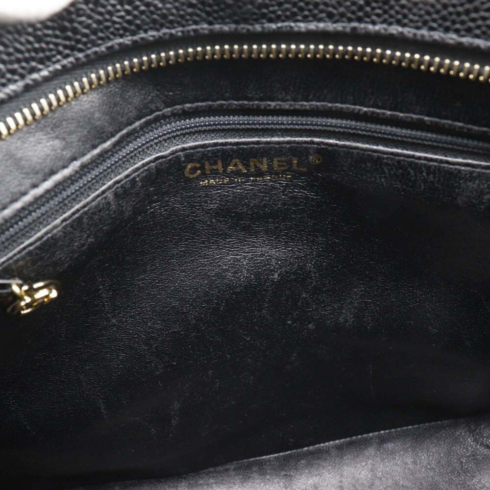 CHANEL Black Caviar Leather Logo Tote Bag - Picture 9 of 12